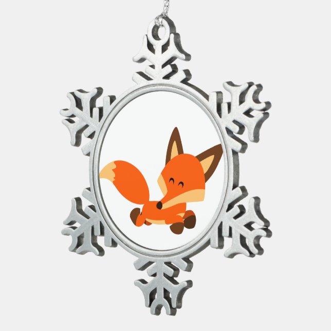 Niedlicher Fleet Cartoon Fox Pewter Ornament (Rechts)