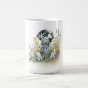 Niedlicher floraler Dalmatiner Welpenhund Kaffeetasse