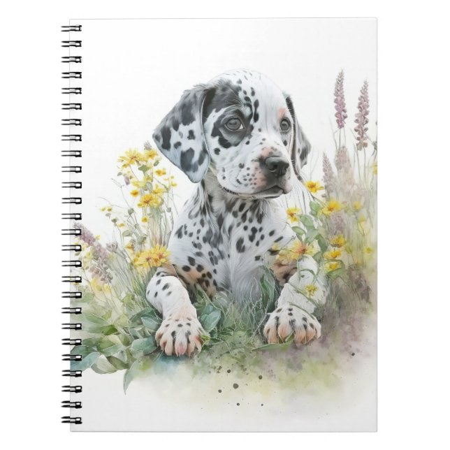 Niedlicher floraler Dalmatiner Welpenhund Notizblock (Vorderseite)