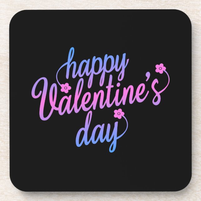 Niedlicher floraler Happy Valentinstag | UNTERSETZ Getränkeuntersetzer (Vorderseite)