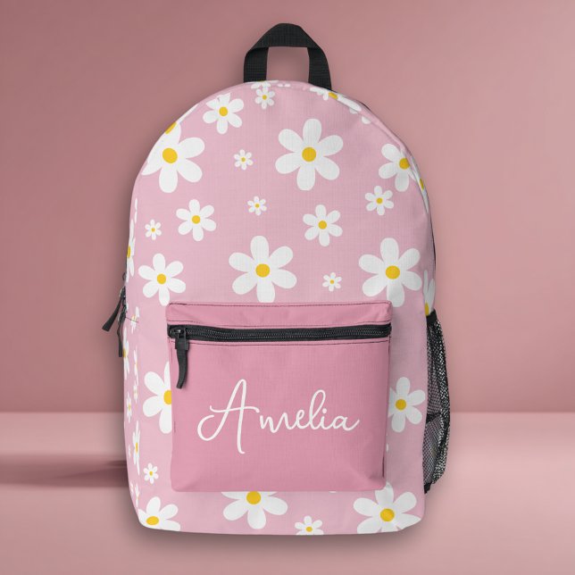Niedlicher floraler weißer Daisy-Name druckter Ruc Bedruckter Rucksack (Von Creator hochgeladen)