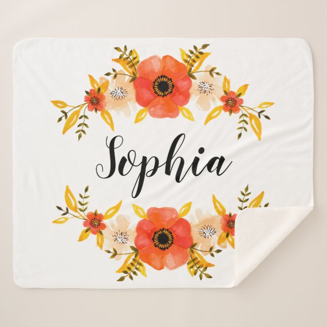 Niedlicher Florenkorb-Text Sherpadecke (Vorderseite (Horizontal))