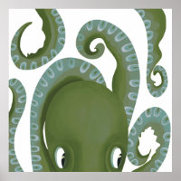 Niedlicher Flüchtige Blick-A-Boo-Grüner Kraken