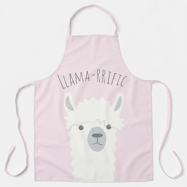 Niedlicher Flüchtige Blick-a-boo Llama Llama-Rosa  Schürze (Vorderseite)