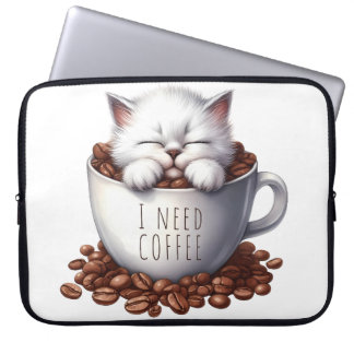 NIEDLICHER FLUFFY WEISSE KÜCHE IN KAFFEECKE LAPTOPSCHUTZHÜLLE