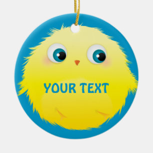 Niedlicher Fluffy Yellow Bird Keramik Ornament