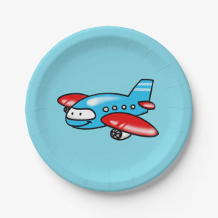 niedlicher Flugzeug-Cartoon Pappteller