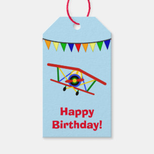 Niedlicher Flugzeug-Geburtstag Geschenkanhänger