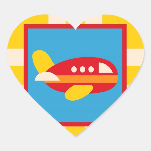 Niedlicher Flugzeugtransport Thema Kindergeschenke Herz-Aufkleber (Vorderseite)
