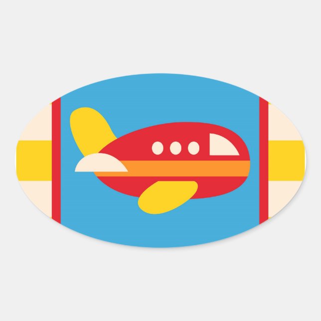 Niedlicher Flugzeugtransport Thema Kindergeschenke Ovaler Aufkleber (Vorderseite)