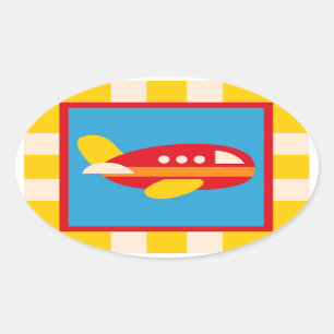 Niedlicher Flugzeugtransport Thema Kindergeschenke Ovaler Aufkleber