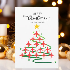 Niedlicher Flugzeugweihbaum, Minimalistisches Foto Feiertagskarte