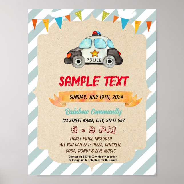 Niedlicher Flyer zum Thema Polizei Poster (Vorne)