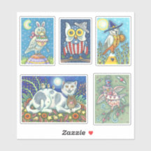NIEDLICHER FOLK ART WHIMSICAL URLAUB OWL STICKERS