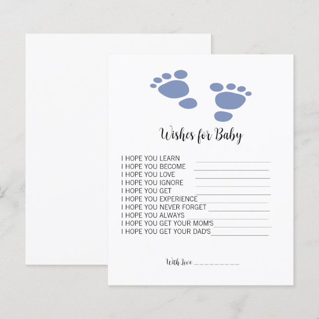 Niedlicher Footprint Baby Dusche Wünsche für Babyb (Vorne/Hinten)