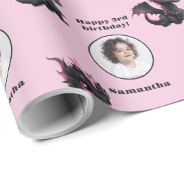 Niedlicher Foto-Text für den Chibi-Drachen Geschenkpapier