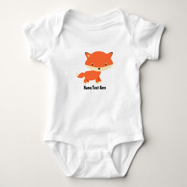 Niedlicher Fox-Baby-Name fertigen besonders an Baby Strampler (Vorderseite)