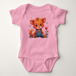 "Niedlicher Fox in einem Blume-Feldanzug" Baby Strampler
