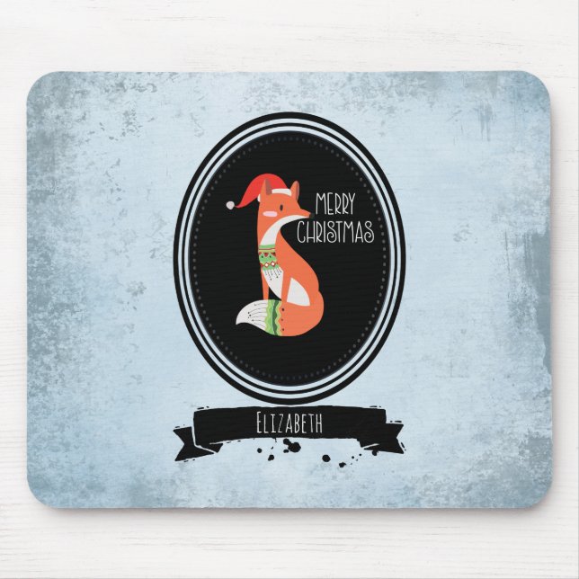 Niedlicher Fox in einem Weihnachtshut in einem Sch Mousepad (Vorne)