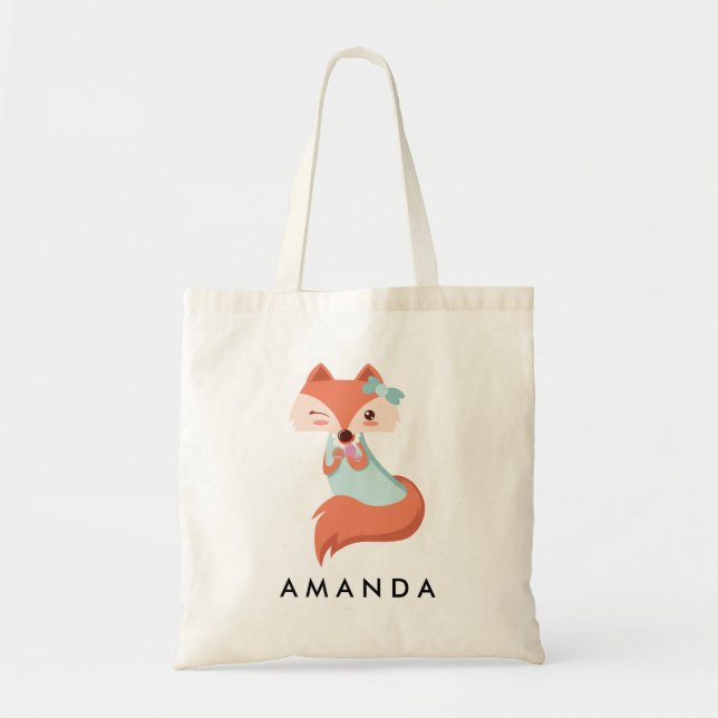 Niedlicher FOX MIT BLUE BODEN UND MIRROR Personali Tragetasche (Vorne)