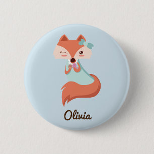 NIEDLICHER FOX MIT BLUE BOW HINZUFÜGEN IHREN NAMEN BUTTON