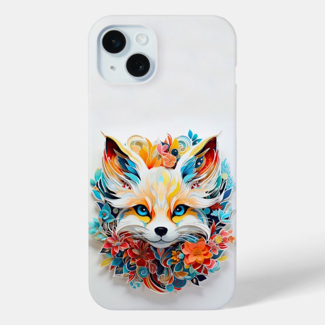 Niedlicher Fox mit Blume Paper Cutout Case-Mate iPhone Hülle (Rückseite)