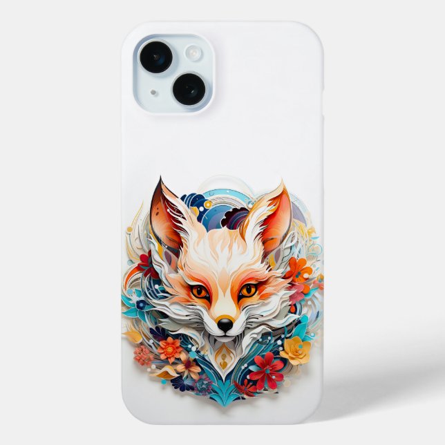 Niedlicher Fox mit Blume Paper Cutout Case-Mate iPhone Hülle (Rückseite)