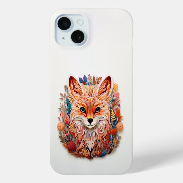 Niedlicher Fox mit Blume Paper Cutout Case-Mate iPhone Hülle (Rückseite)