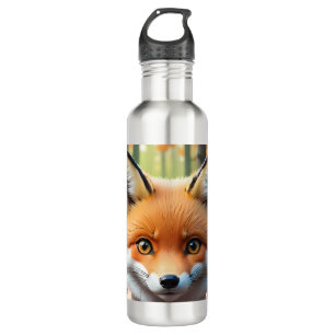 Niedlicher Fox mit einem grünen und rosa Bug Edelstahlflasche
