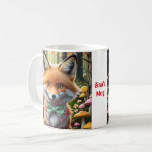 Niedlicher Fox mit einem grünen und rosa Bug Kaffeetasse