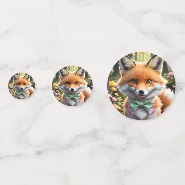 Niedlicher Fox mit einem grünen und rosa Bug Konfetti (Vorderseiten)