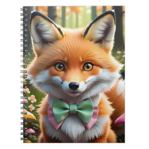 Niedlicher Fox mit einem grünen und rosa Bug Notizblock