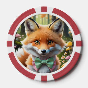 Niedlicher Fox mit einem grünen und rosa Bug Pokerchips