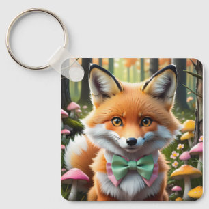 Niedlicher Fox mit einem grünen und rosa Bug Schlüsselanhänger