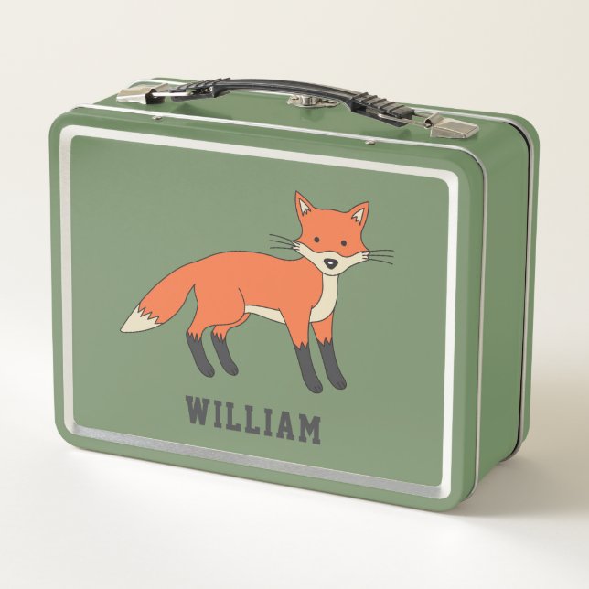 Niedlicher Fox-Personalisierter Individuelle Name  Metall Brotdose (Rückseite)