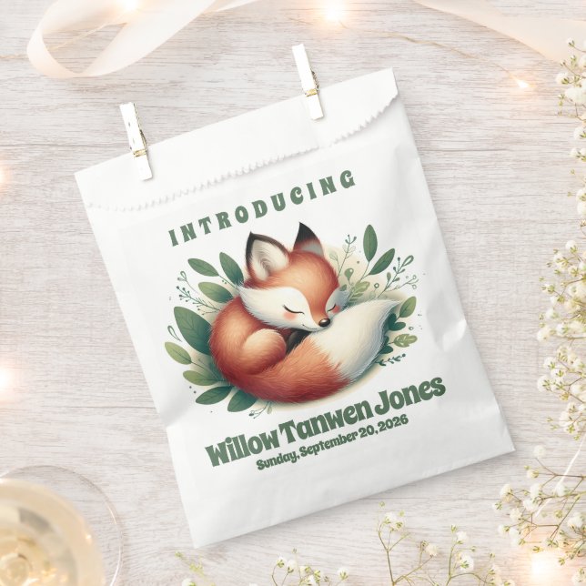 Niedlicher Fox-Schlaf in Blätter Kinderdusche Geschenktütchen (Ausgeschnitten)