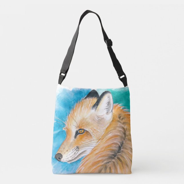 Niedlicher Fox Wasserfarben Tragetaschen Mit Langen Trägern (Rückseite)