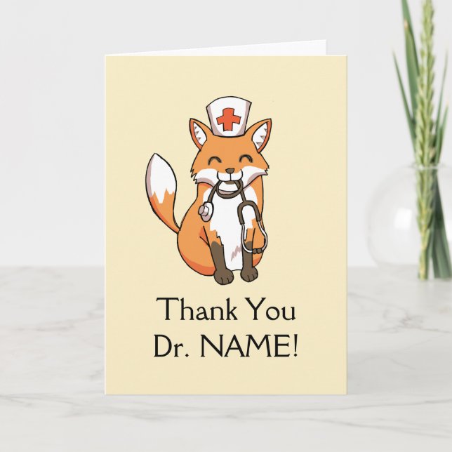 Niedlicher Fox Zeichnend Dankeschön Karteilevorlag Dankeskarte (Vorderseite)