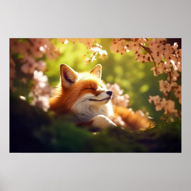 Niedlicher Foxenvorrat im Frühjahr Poster (Vorne)