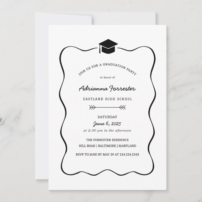 Niedlicher Frame Grad | Minimale Graduierungsparte Einladung (Vorderseite)