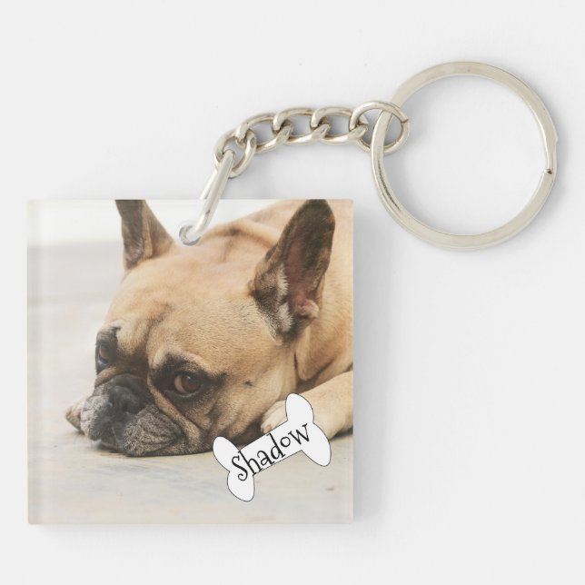 Niedlicher französische Bulldogge Frenchie Schlüsselanhänger (Rückseite)