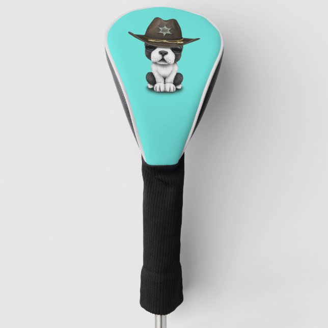 Niedlicher französische Bulldoggen-Welpen-Sheriff Golf Headcover (Vorderseite)