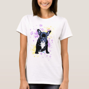Niedlicher französische BulldoggeWatercolor Inky T-Shirt