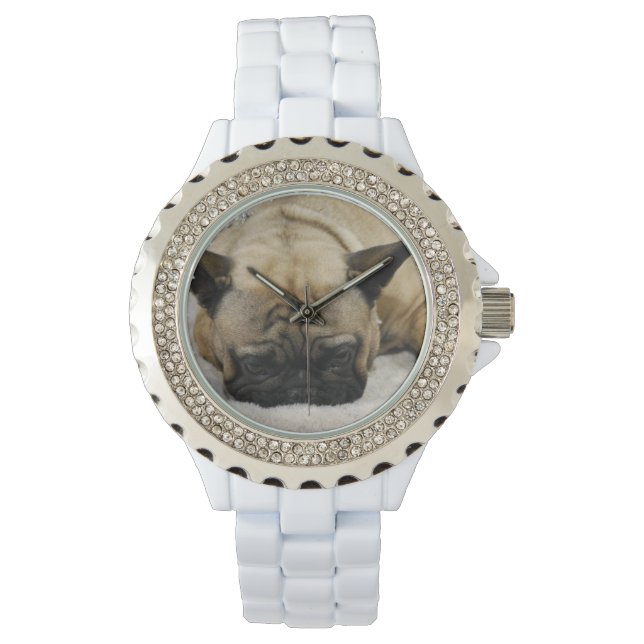 Niedlicher französischer Bulldog Armbanduhr (Vorderseite)