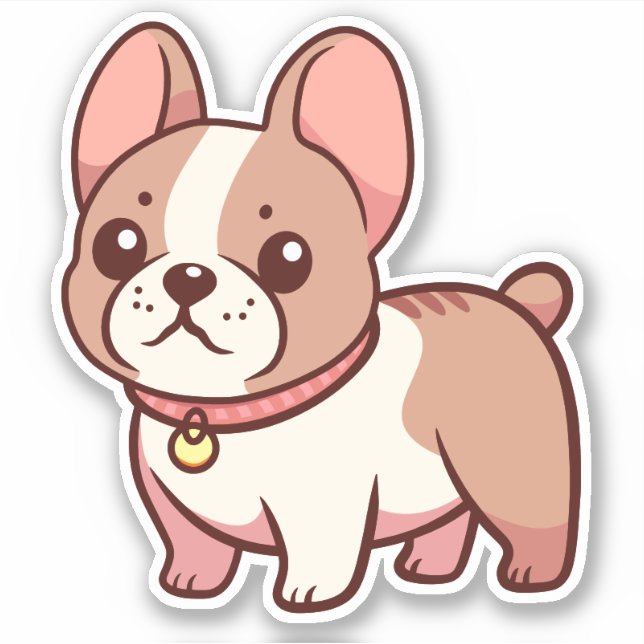 Niedlicher französischer Bulldog Aufkleber (Vorderseite)