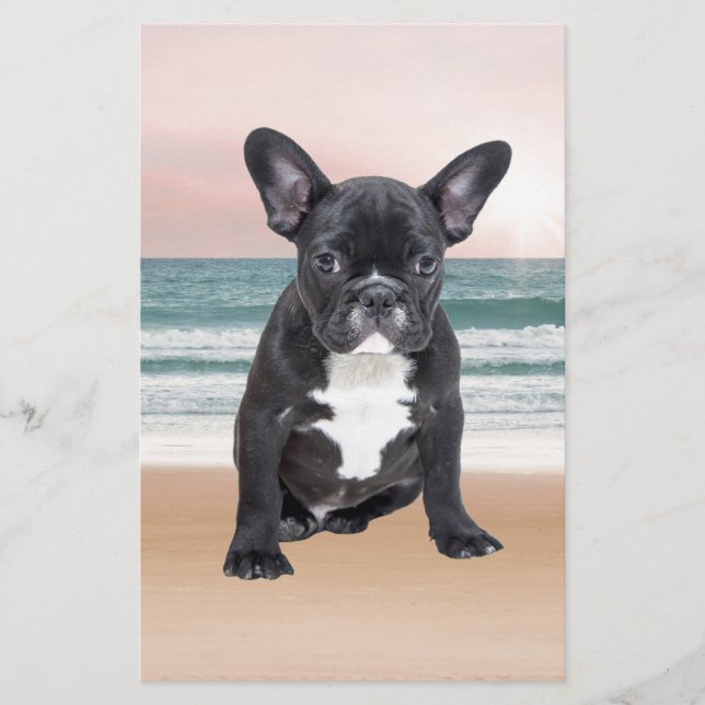 Niedlicher französischer Bulldog Beach Briefpapier (Vorderseite)