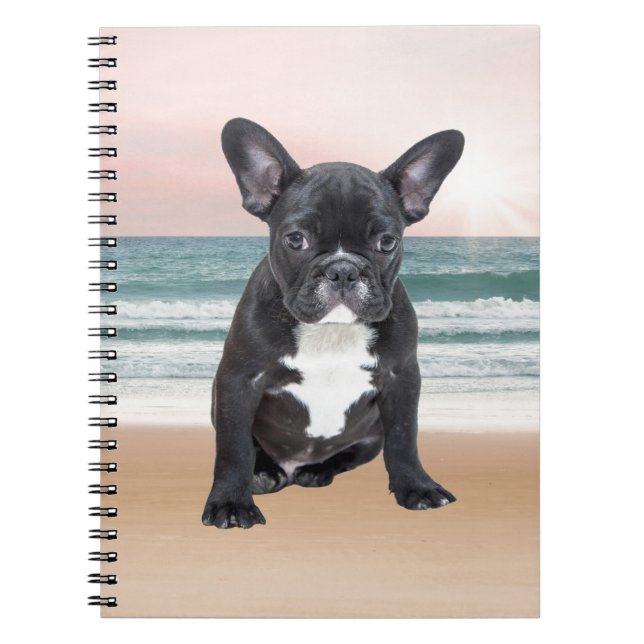 Niedlicher französischer Bulldog Beach Notizblock (Vorderseite)