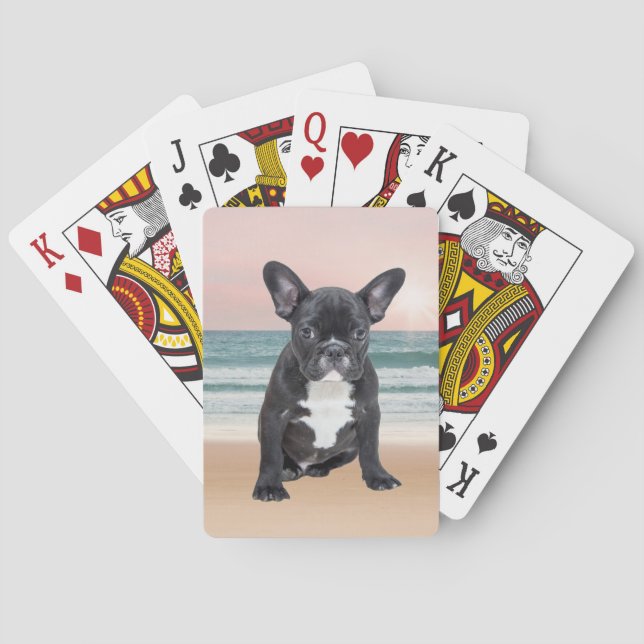 Niedlicher französischer Bulldog Beach Spielkarten (Rückseite)