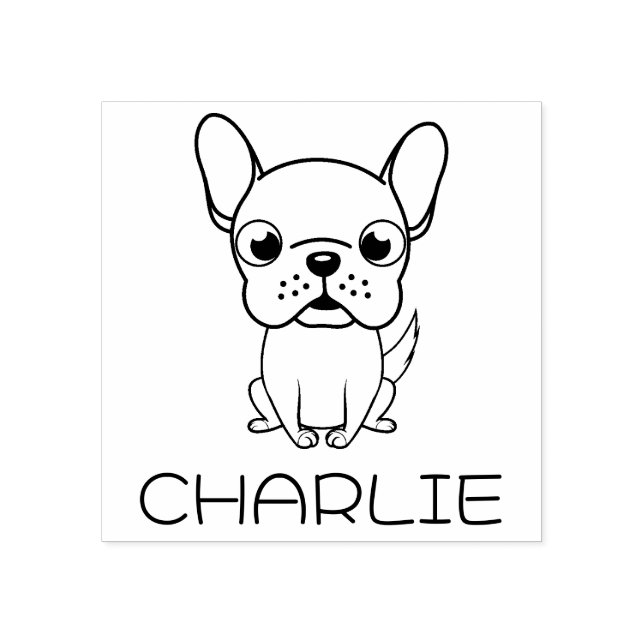 Niedlicher französischer Bulldog Cartoon Holzkunst Gummistempel (Prägung)