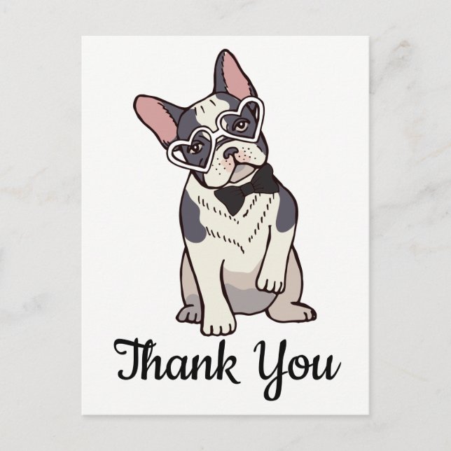 Niedlicher französischer Bulldog Danke, Frenchie P Postkarte (Vorderseite)